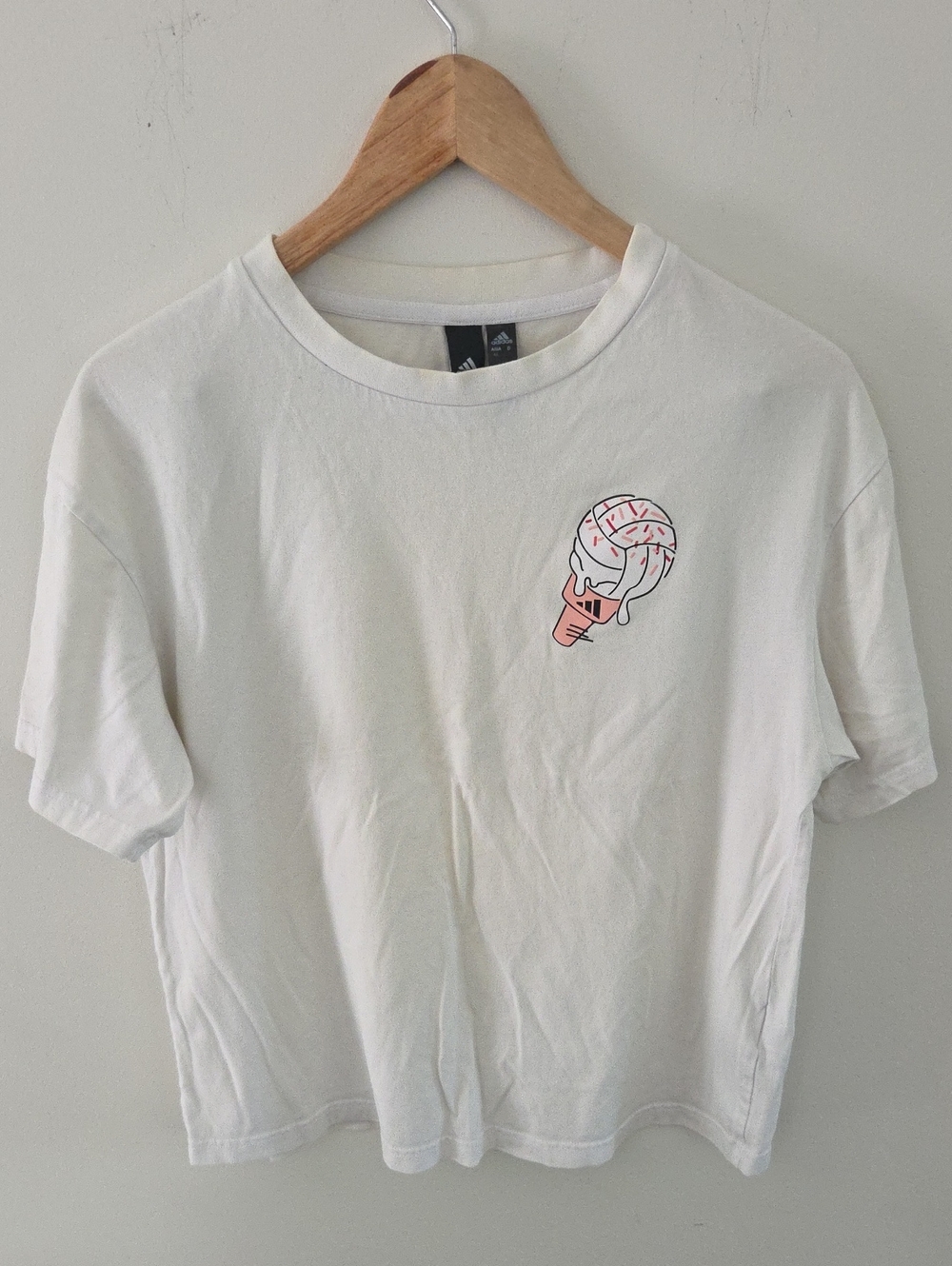 Adidas Asia White Tee with Pink Ice Cream Graphic